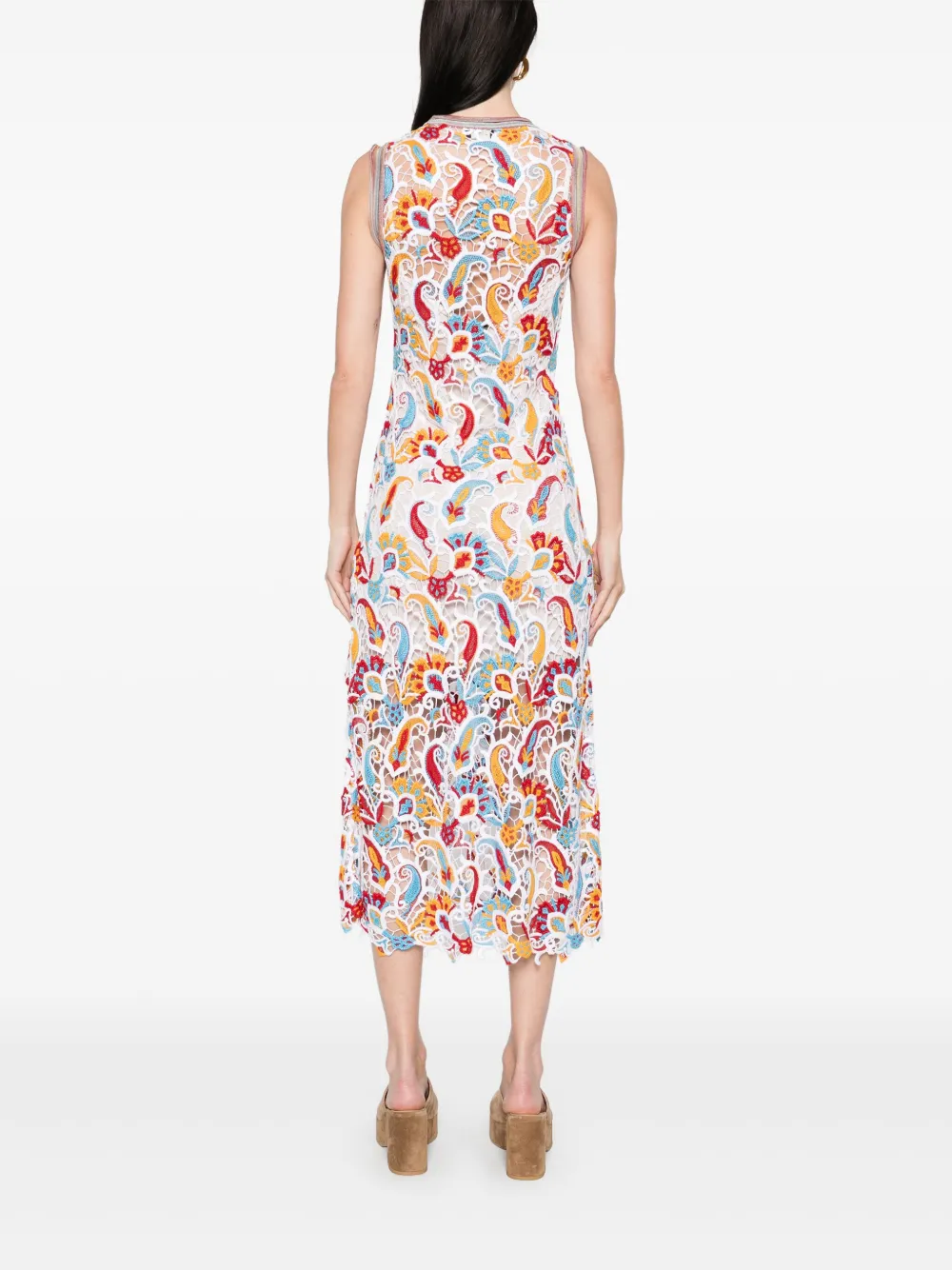 ETRO Midi-jurk met bloemenkant Wit