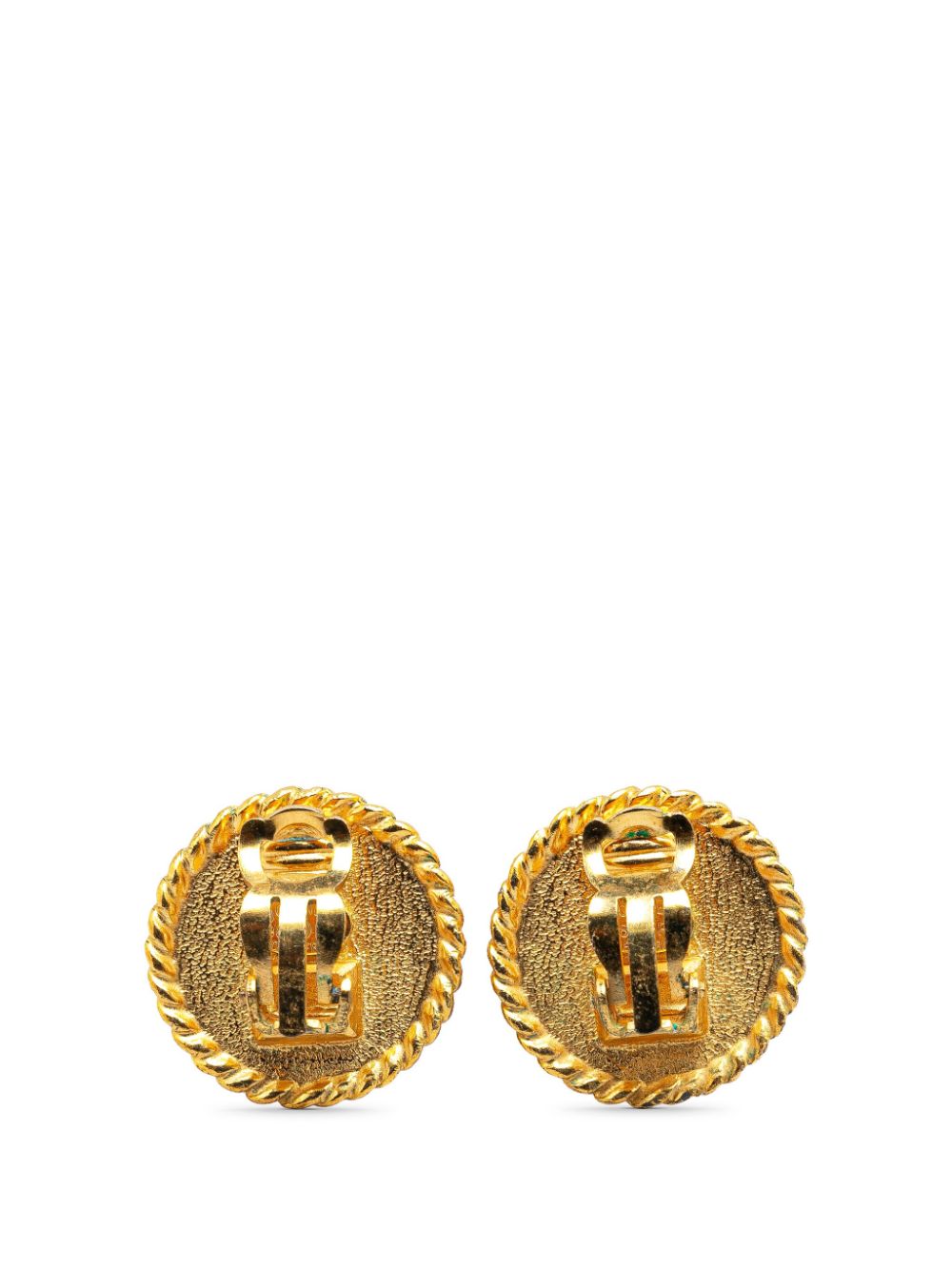 CHANEL Pre-Owned 1996 Gold Plated Acrylic CC Button Clip On costume earrings - Goud