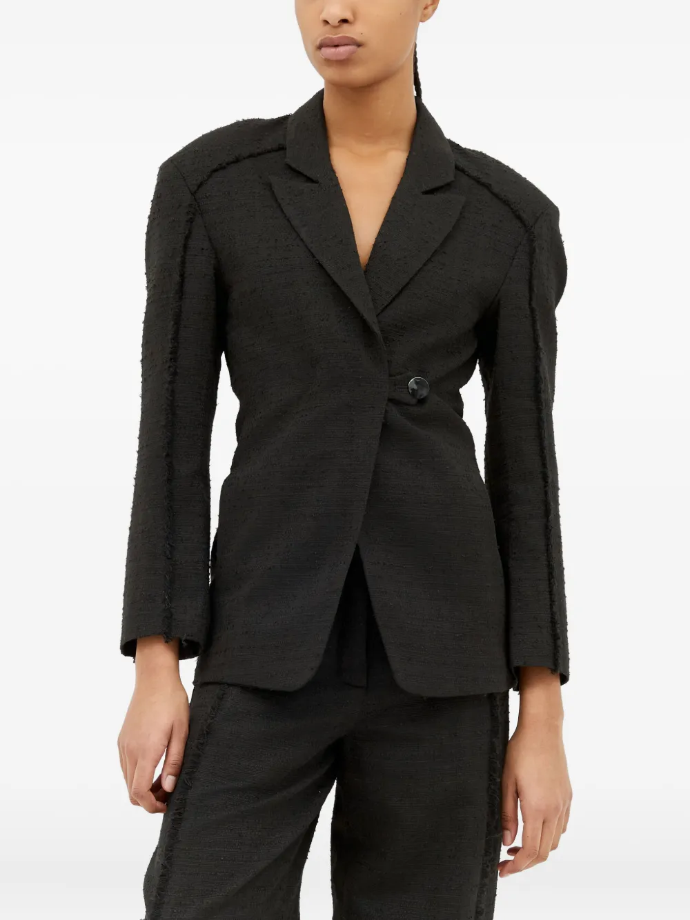 GANNI tweed blazer Zwart