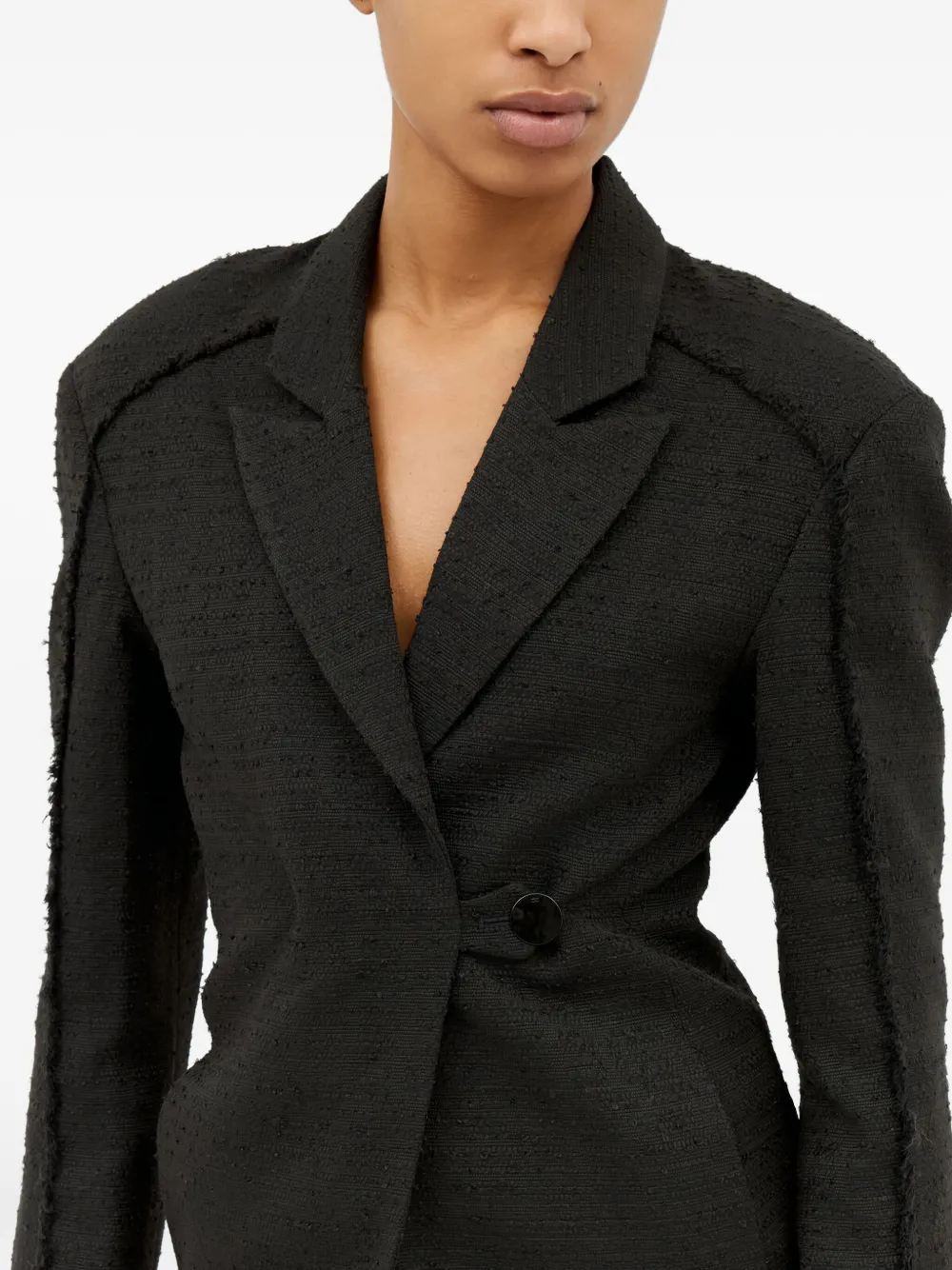 GANNI tweed blazer Zwart