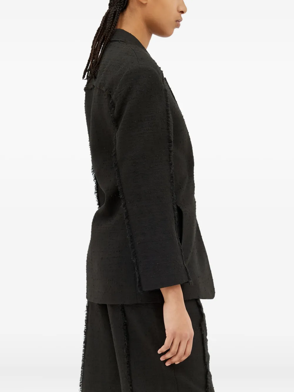 GANNI tweed blazer Zwart