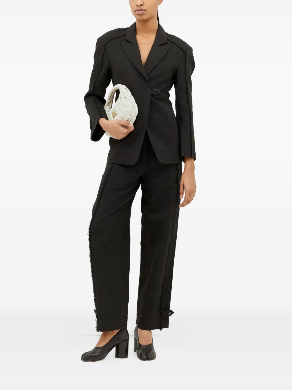 GANNI tweed blazer Zwart