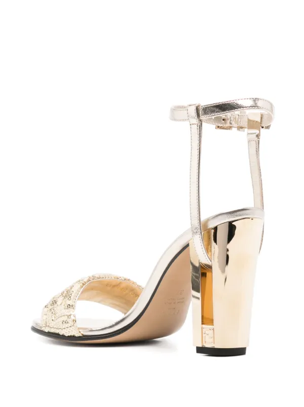 FENDI 95mm Delfina Sandals | Gold | FARFETCH