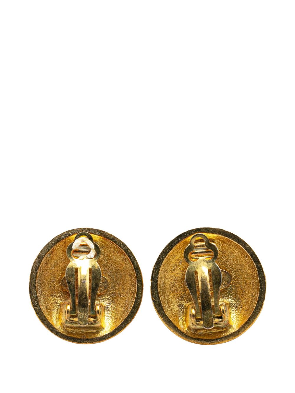 CHANEL Pre-Owned 1995 Gold Plated CC Round Clip on costume earrings - Goud