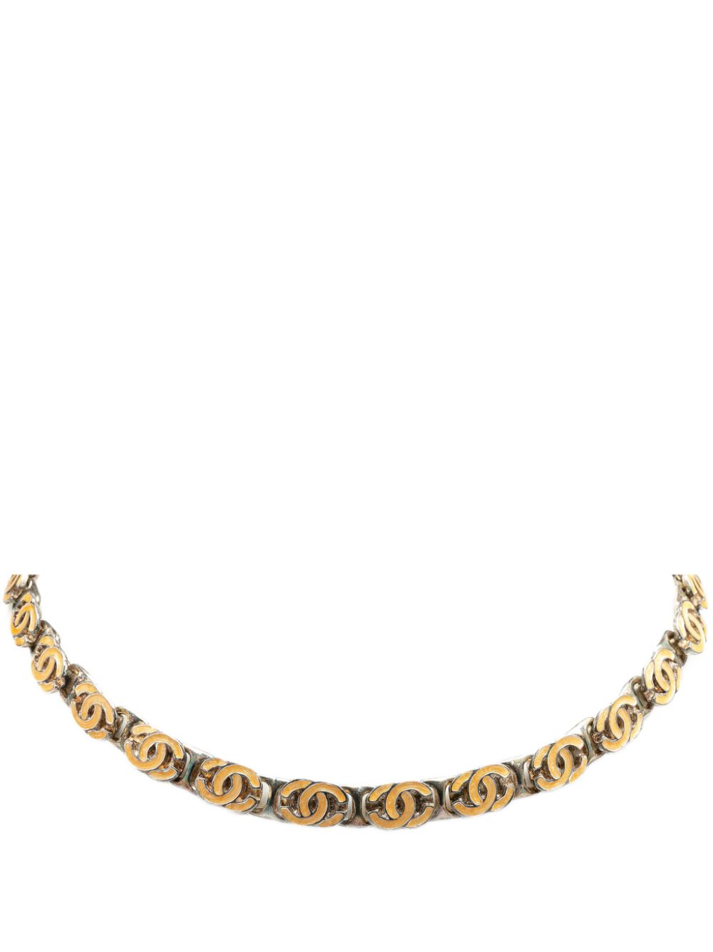 2000 Brass Enamel CC Chain costume necklace