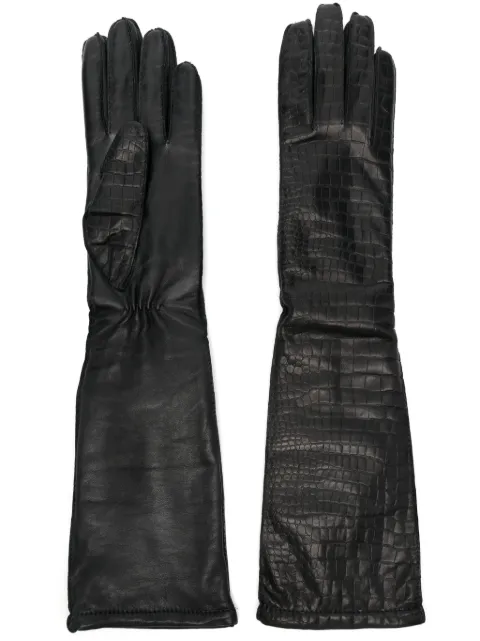 Manokhi croc-effect long gloves