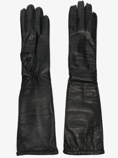 Manokhi croc-effect long gloves