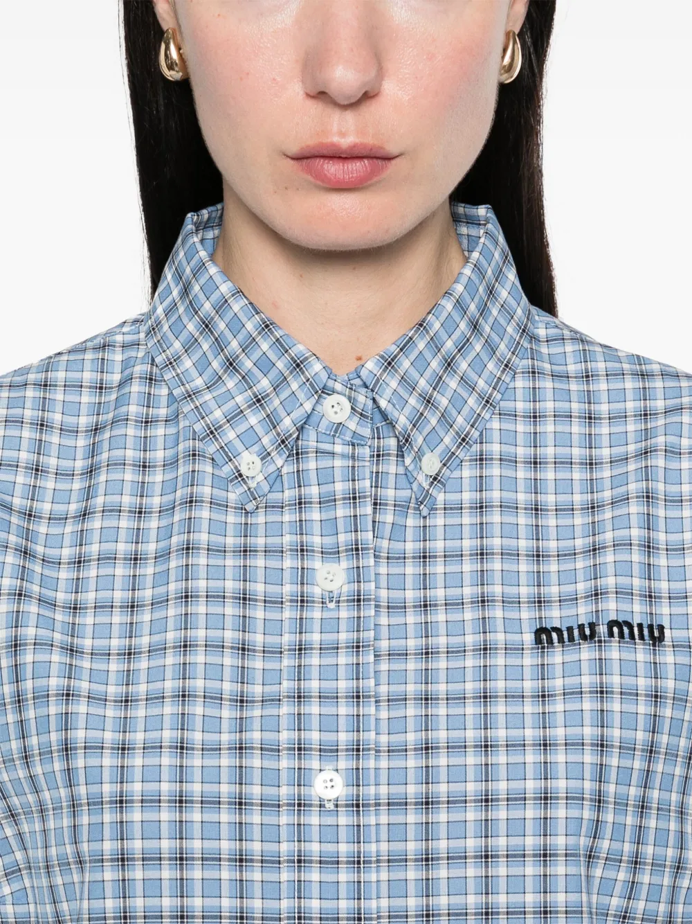 Miu Geruite mini-jurk Blauw