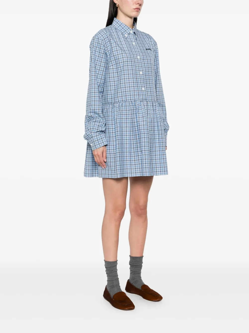 Miu Geruite mini-jurk Blauw