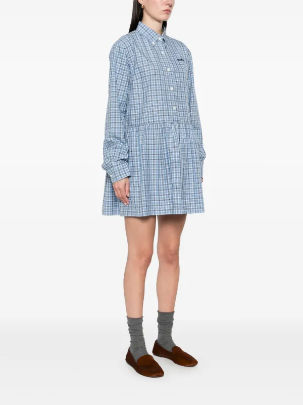 Miu Miu check-pattern Mini Dress | Blue | FARFETCH GR