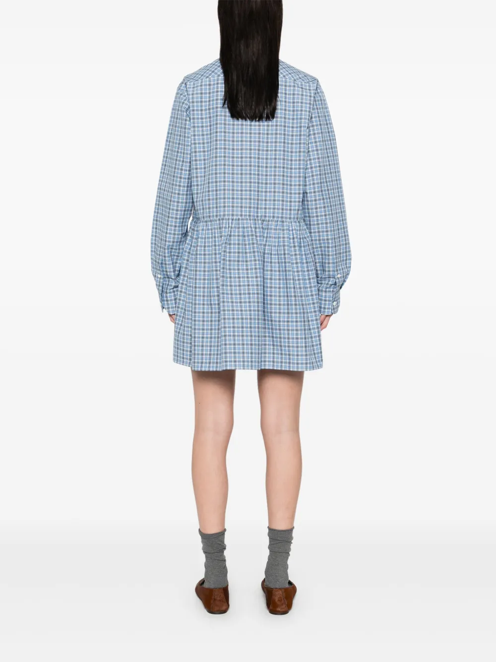 Miu Geruite mini-jurk Blauw