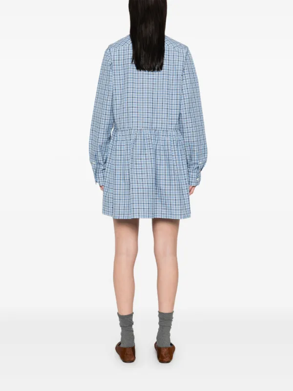 Miu Miu check-pattern Mini Dress | Blue | FARFETCH BE