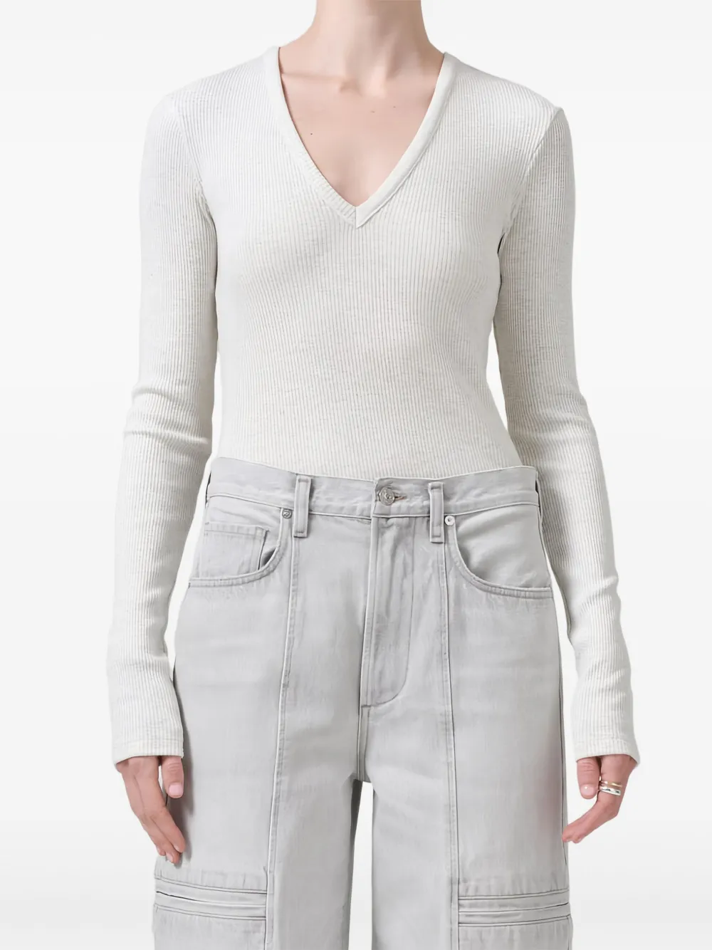 Citizens of Humanity v-neck ribbed sweater | White | Image 1
