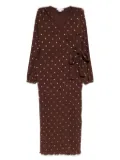 NEVER FULLY DRESSED Plisse wrap dress - Brown