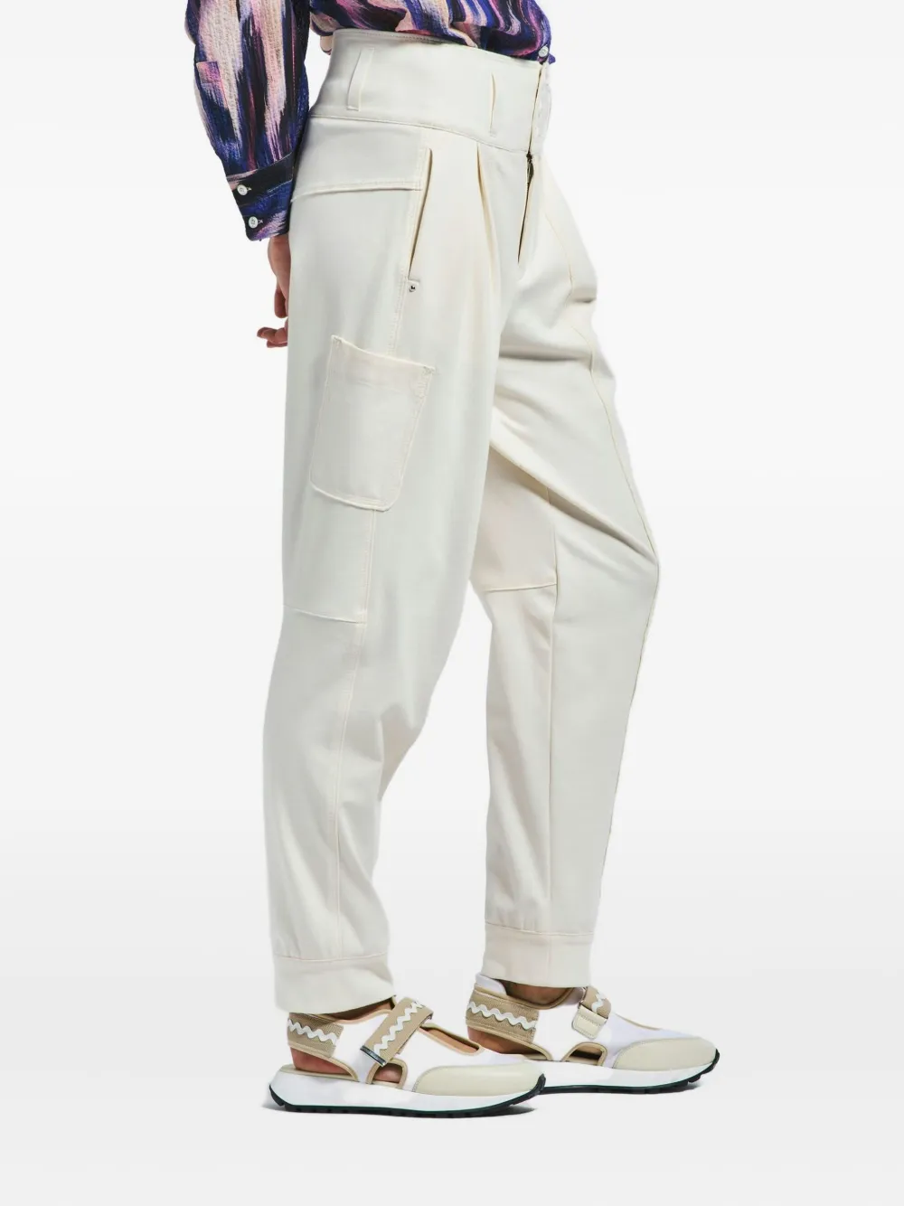 High Hot Shot Pleated Pocket Trousers In White