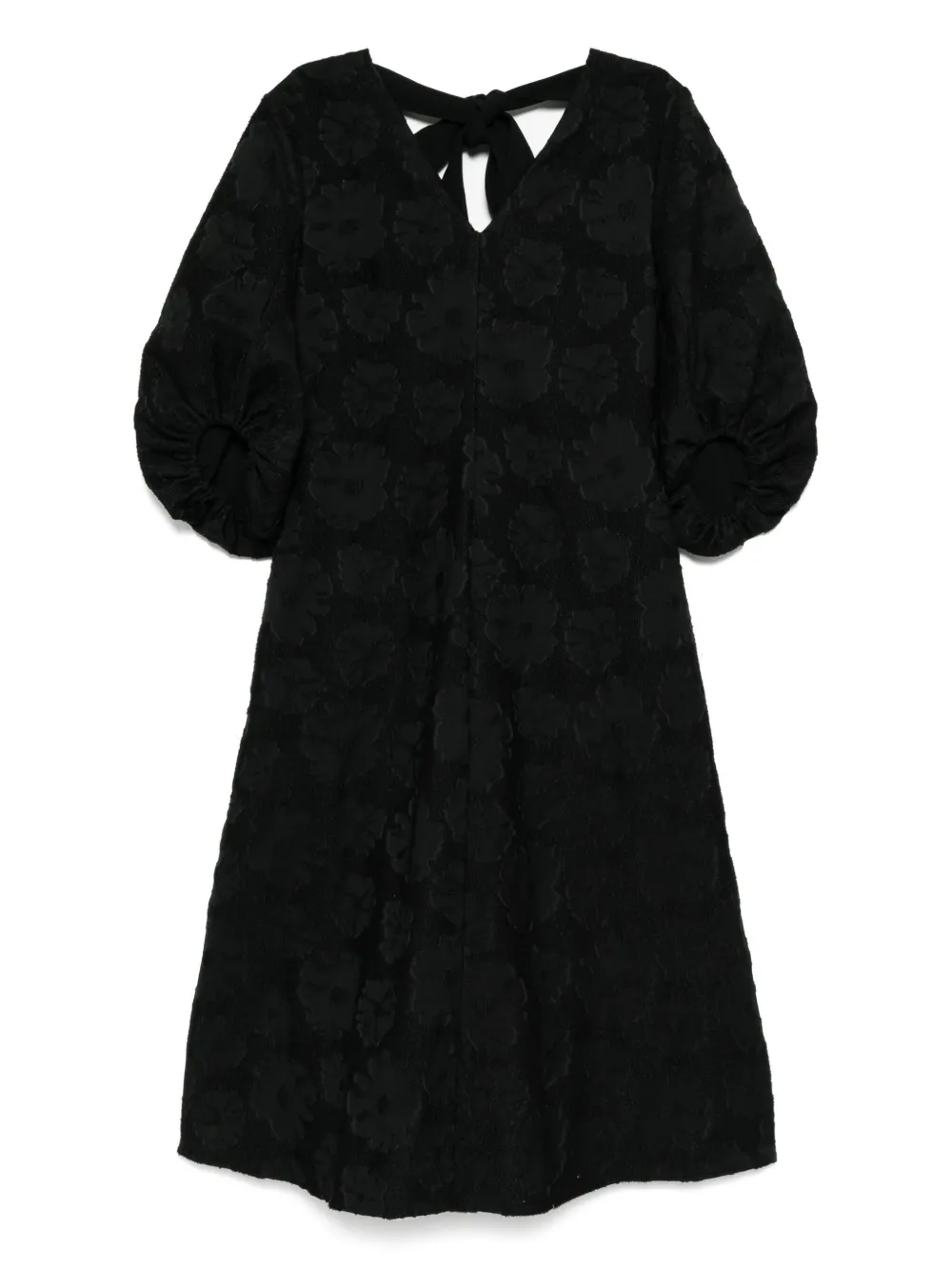 3/4 volume-sleeved midi dress