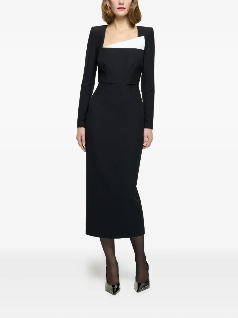 Roland Mouret Square-neck Midi Dress In Black