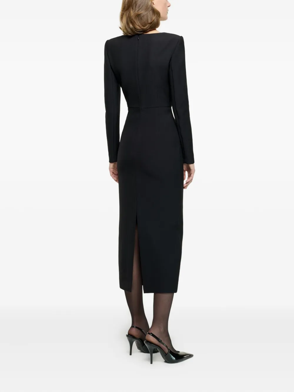 Roland Mouret square-neck midi dress - Zwart