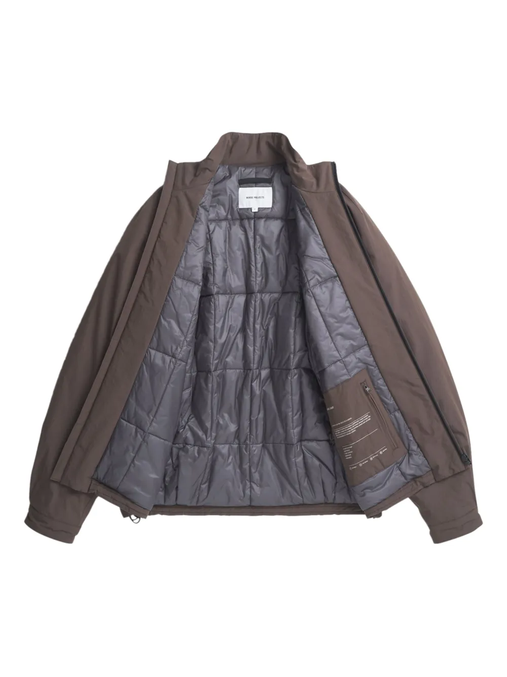 Norse Projects Korso gewatteerd jack met rits Bruin