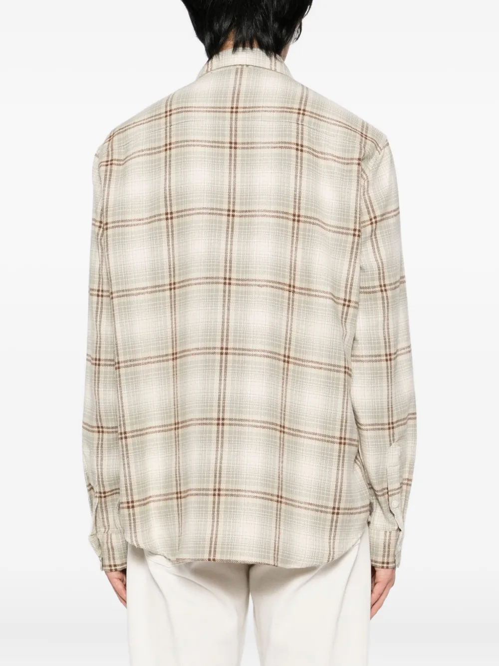 Wax London Sage And Ecru Ombre Flannel Shirt In Neutral