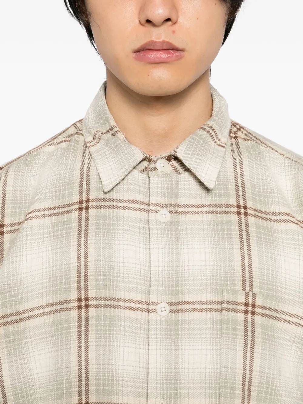 Wax London Sage And Ecru Ombre Flannel Shirt In Neutral