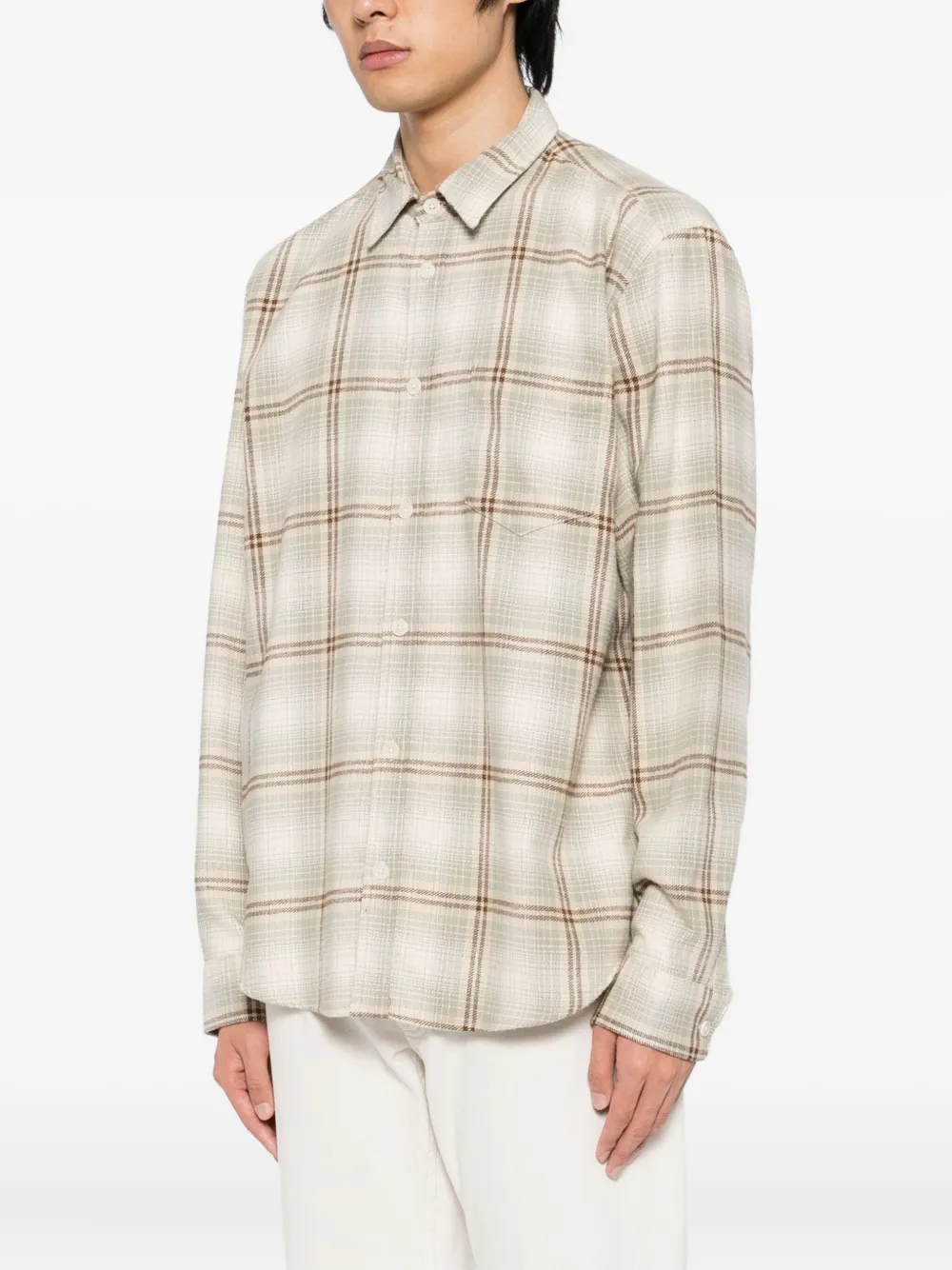 Wax London Sage And Ecru Ombre Flannel Shirt In Neutral