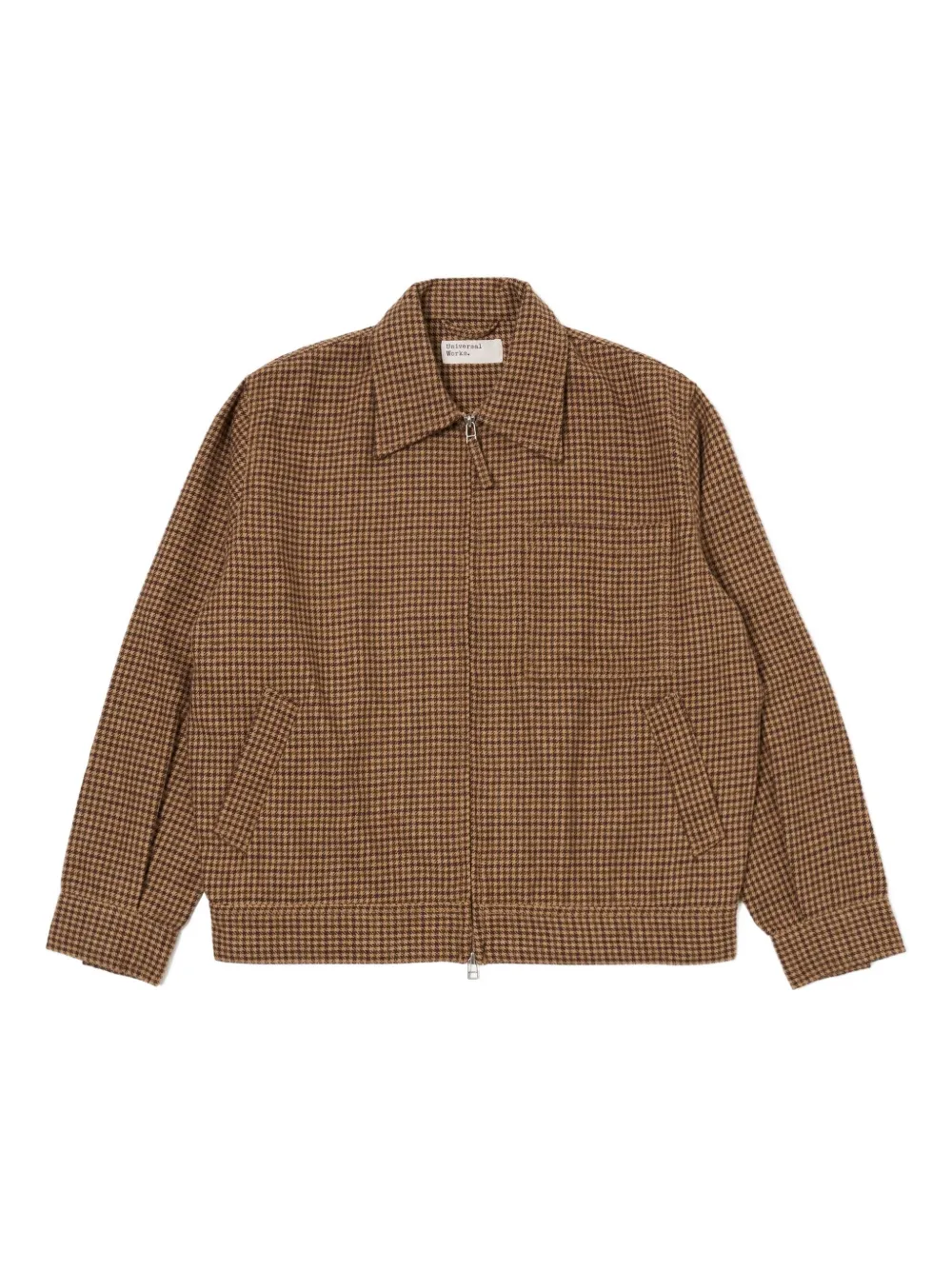 Universal Works houndstooth zip-front jacket - Marrone