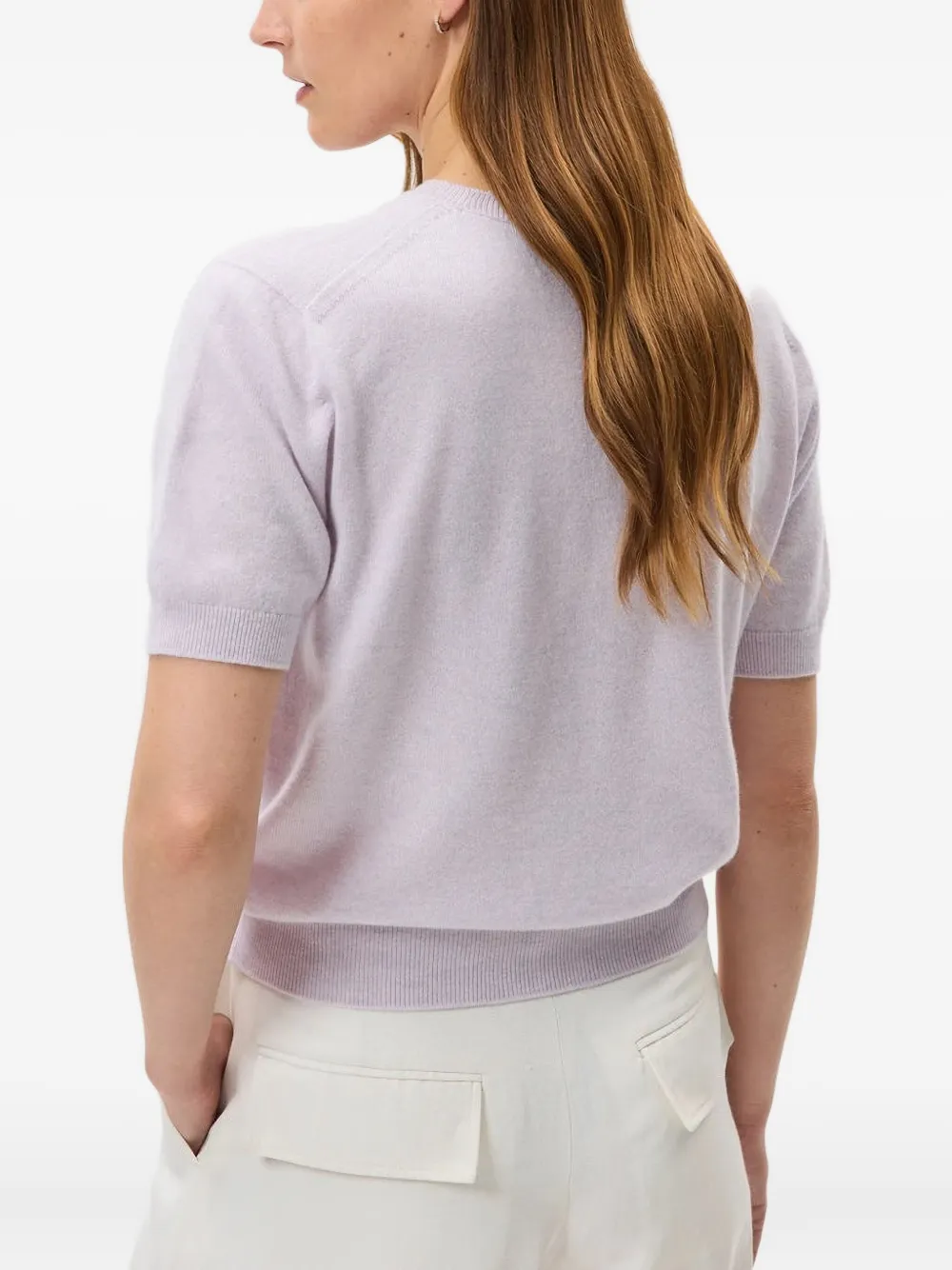 Johnstons Of Elgin Cashmere Short-sleeve Sweater In Purple