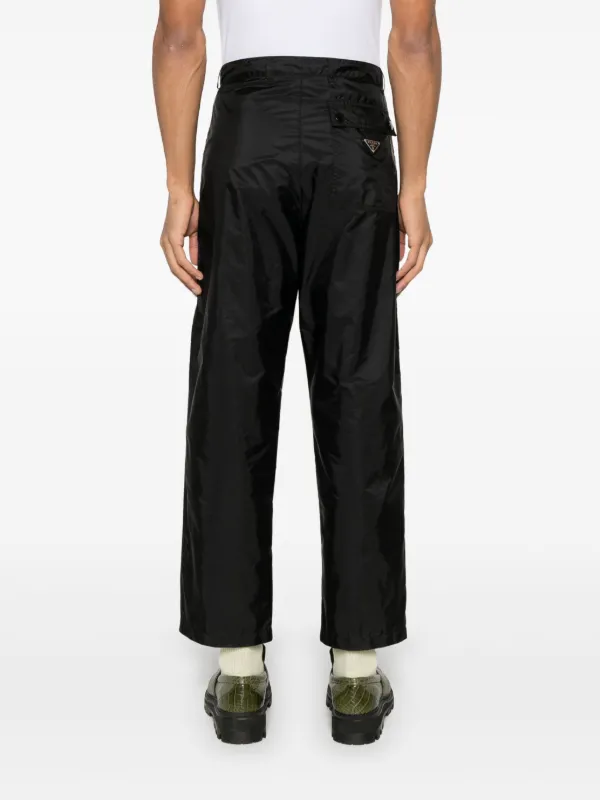 Prada triangle-patch straight-leg Trousers | Black | FARFETCH CA