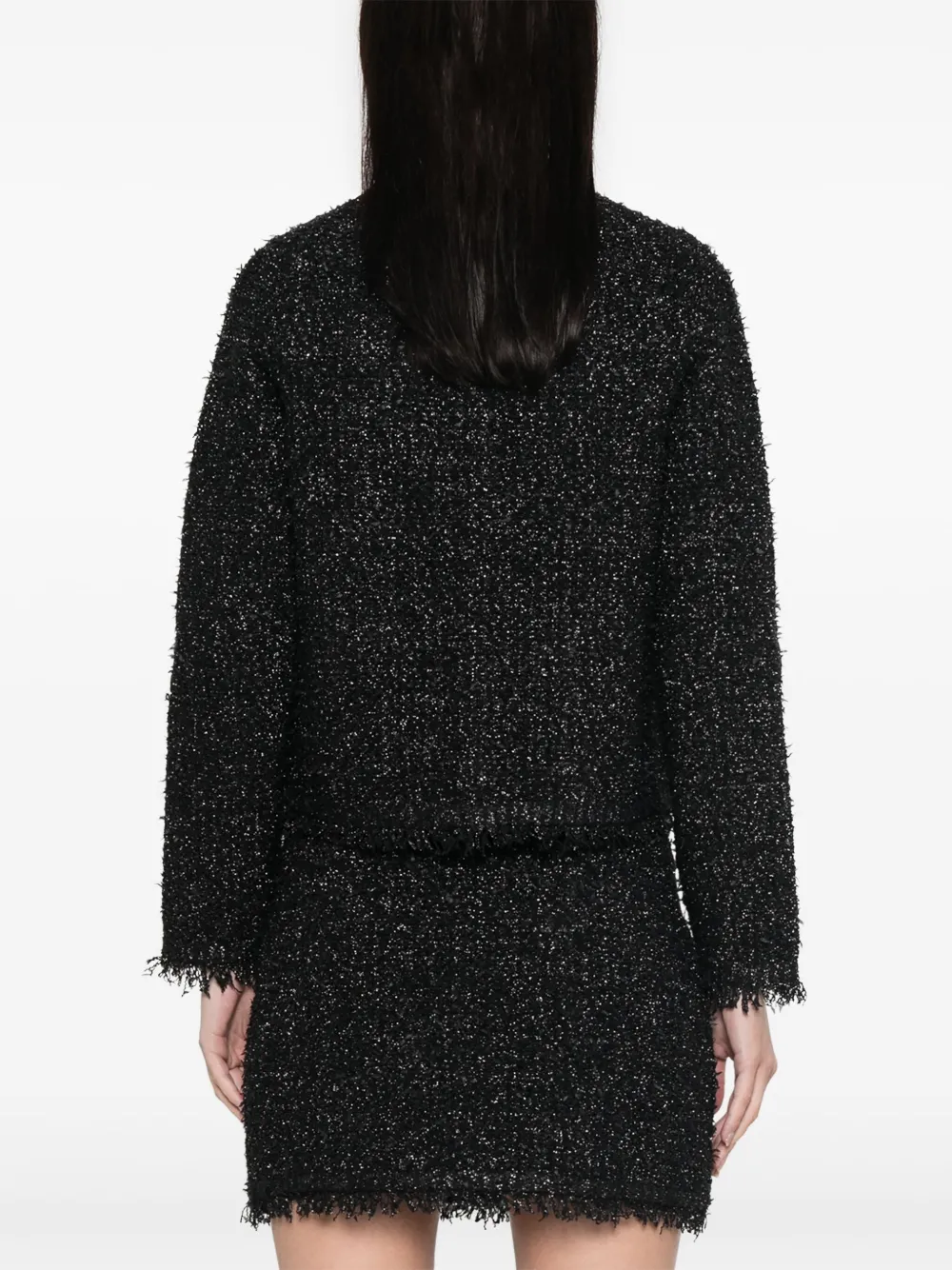 Gucci Black Crewneck Jacket With Double G Logo Buttons In Tech Fabric Woman In Black