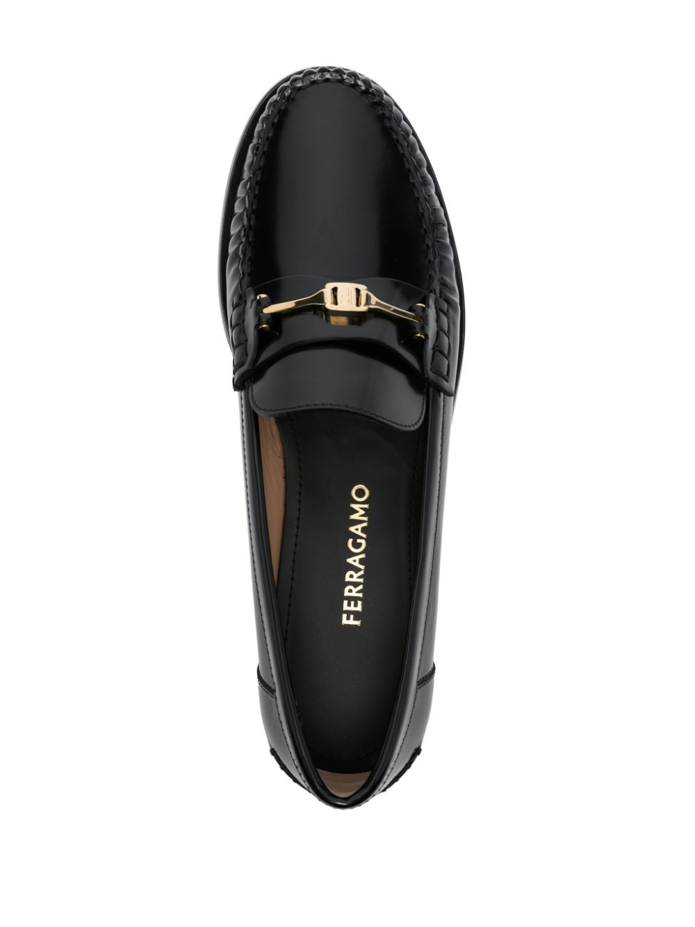 Ferragamo New Vara loafers met ketting Zwart