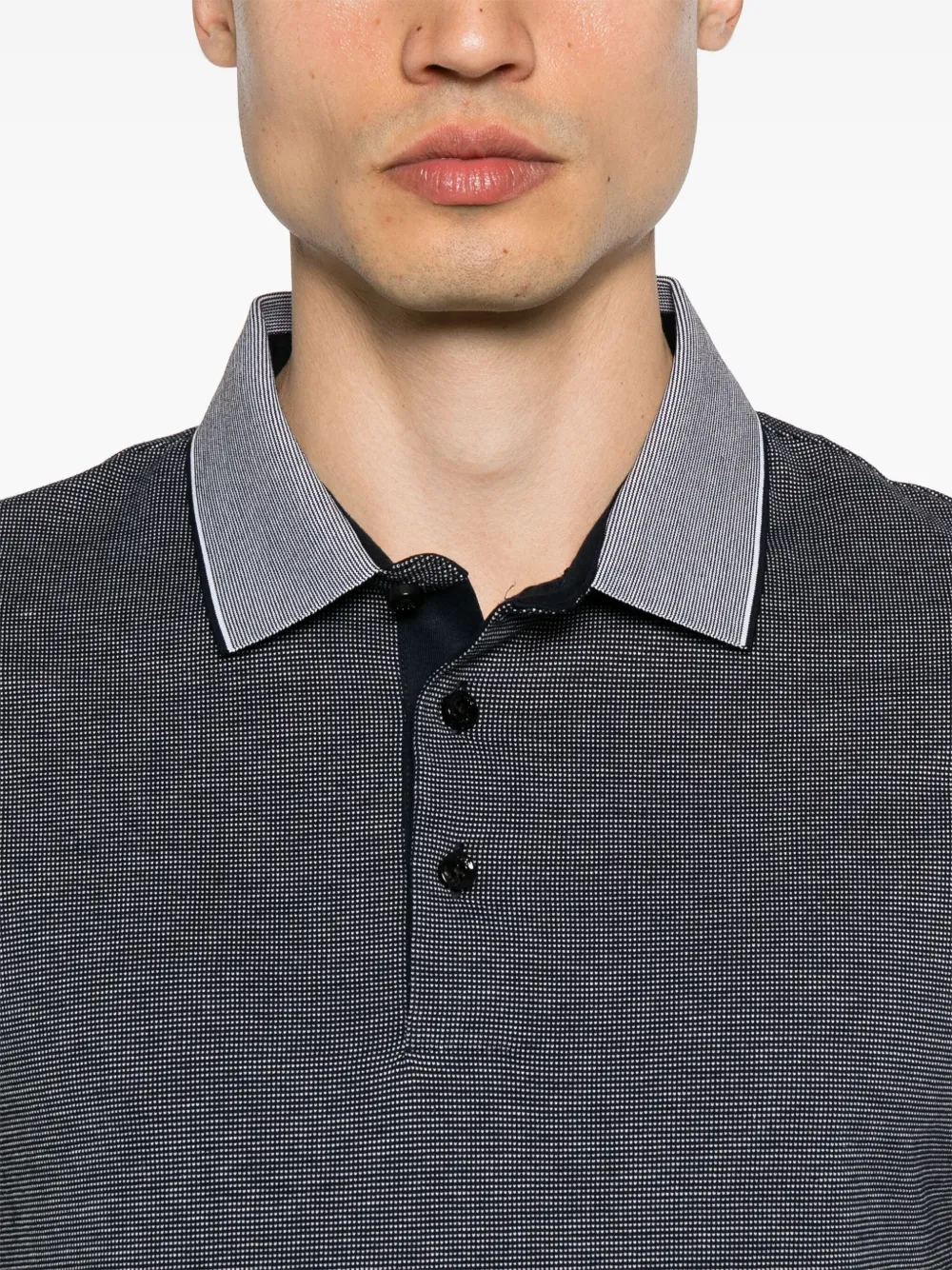 BOSS Katoenen poloshirt met contrasterende kraag Blauw