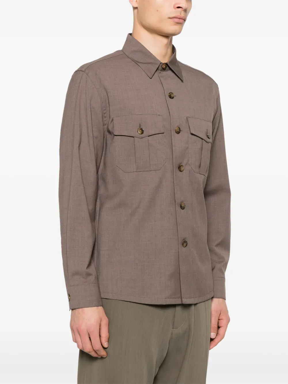 Canali Wollen overhemd Bruin