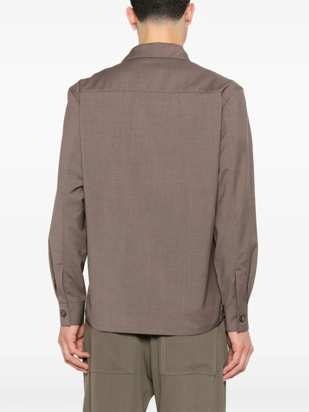 Canali Wollen overhemd Bruin