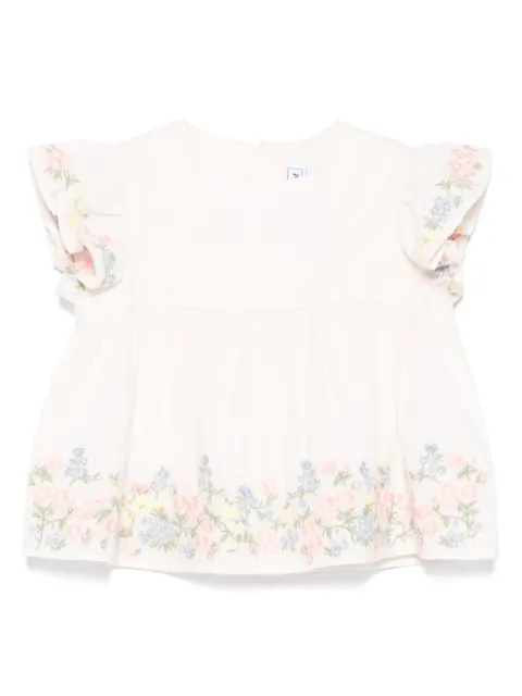 Tartine Et Chocolat floral-embroidered blouse and bloomers