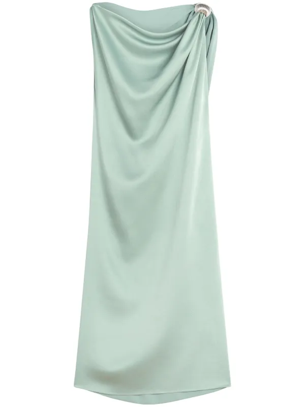 lanvin green silk dress Lanvin - Arpge Ring Draped Satin Dress For Women - Vert de Gris