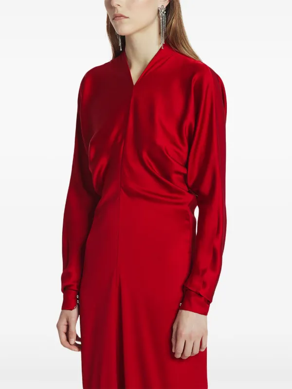 lanvin satin dress Lanvin $3190 Asymmetrical Shoulder Ruffle Blue Silk Satin Dress 40 Alber  Elbaz