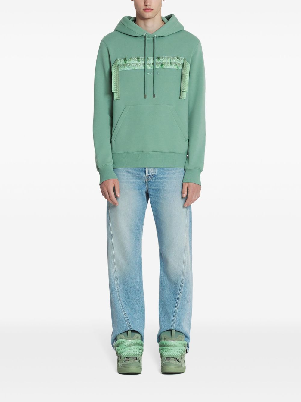 Lanvin Curb-lace hoodie - Green