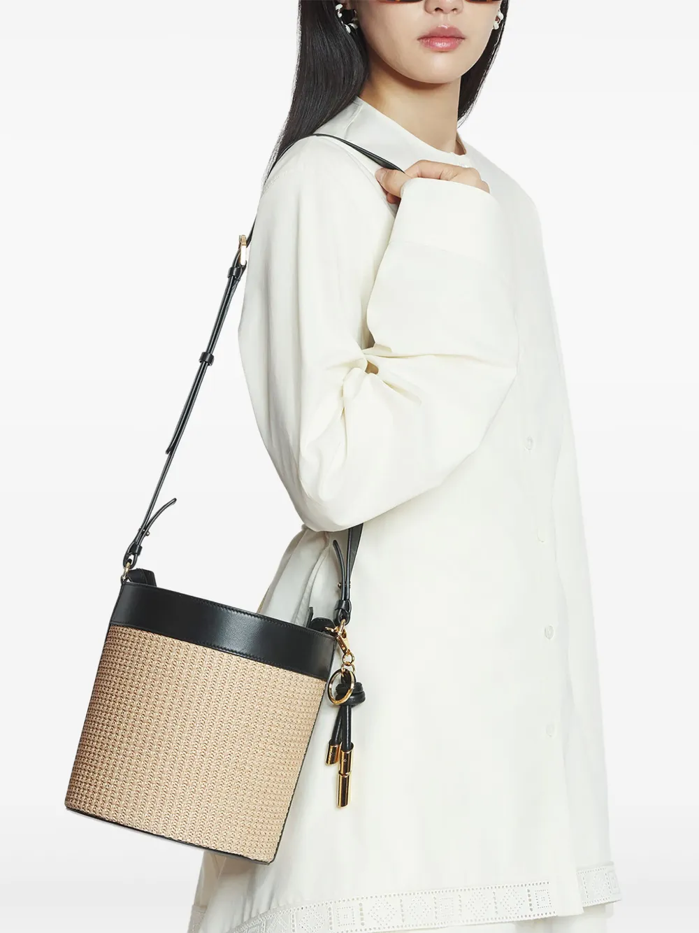 Lanvin Raffia bucket-tas Beige