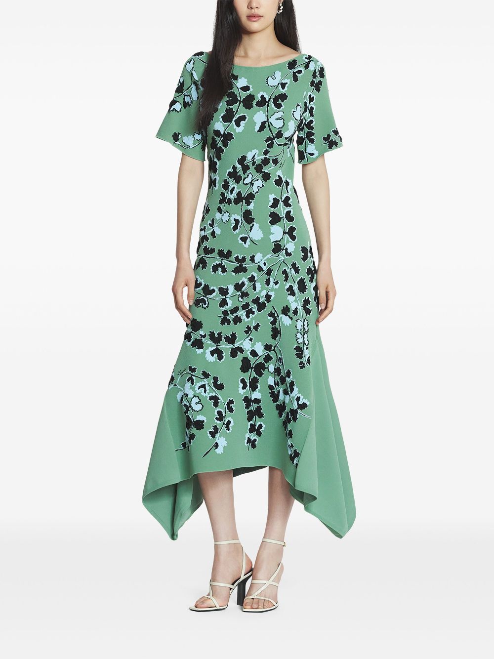 Lanvin floral-intarsia midi dress - Green