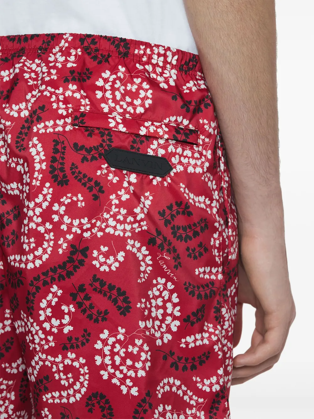 leaf-print swim shorts