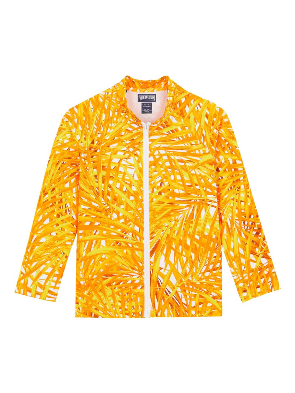 Vilebrequin Kids Palm Leaves zip-up shirt - Orange