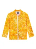 Vilebrequin Kids Palm Leaves zip-up shirt - Orange