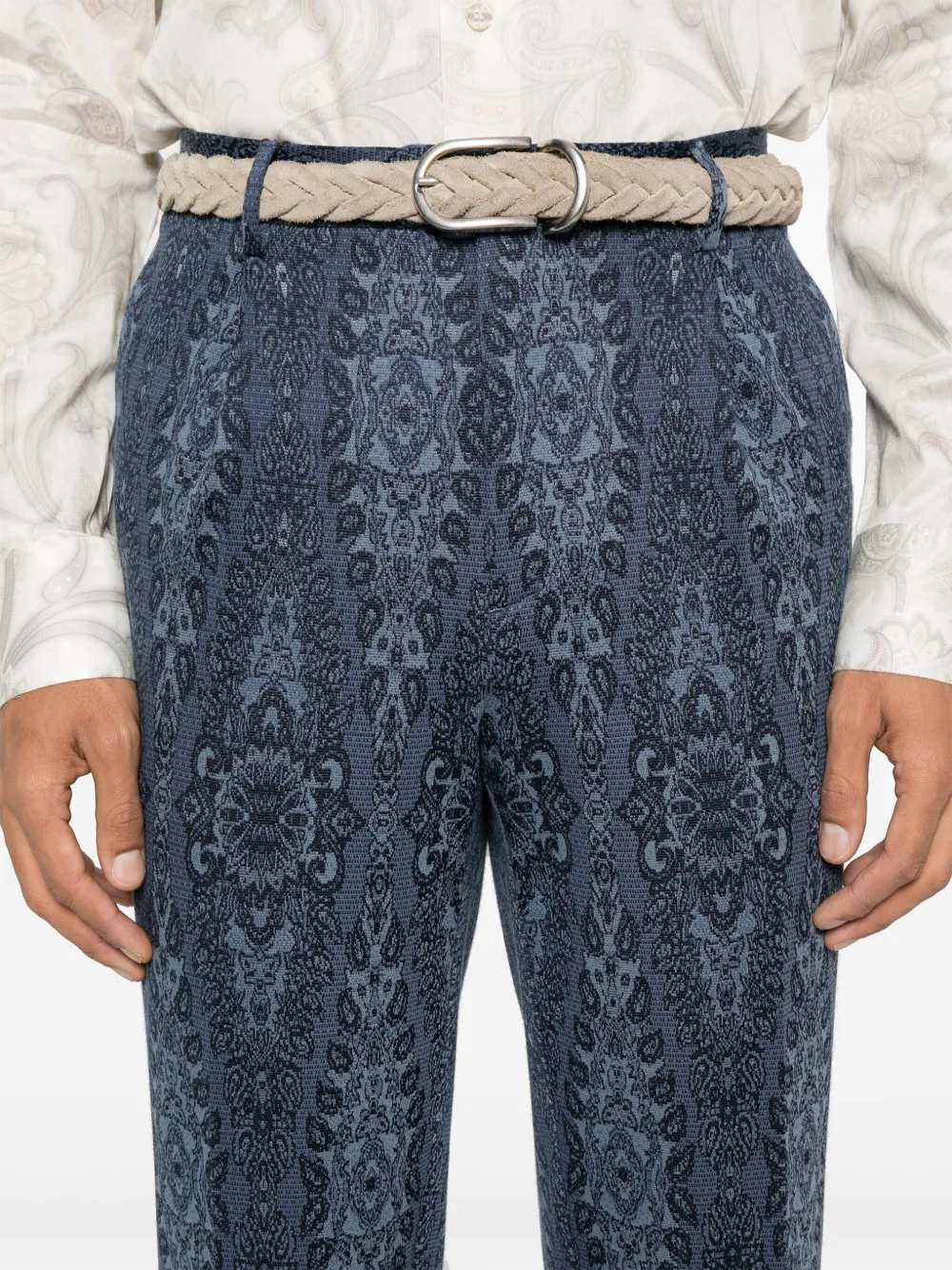 ETRO Broek met jacquard-patroon Blauw