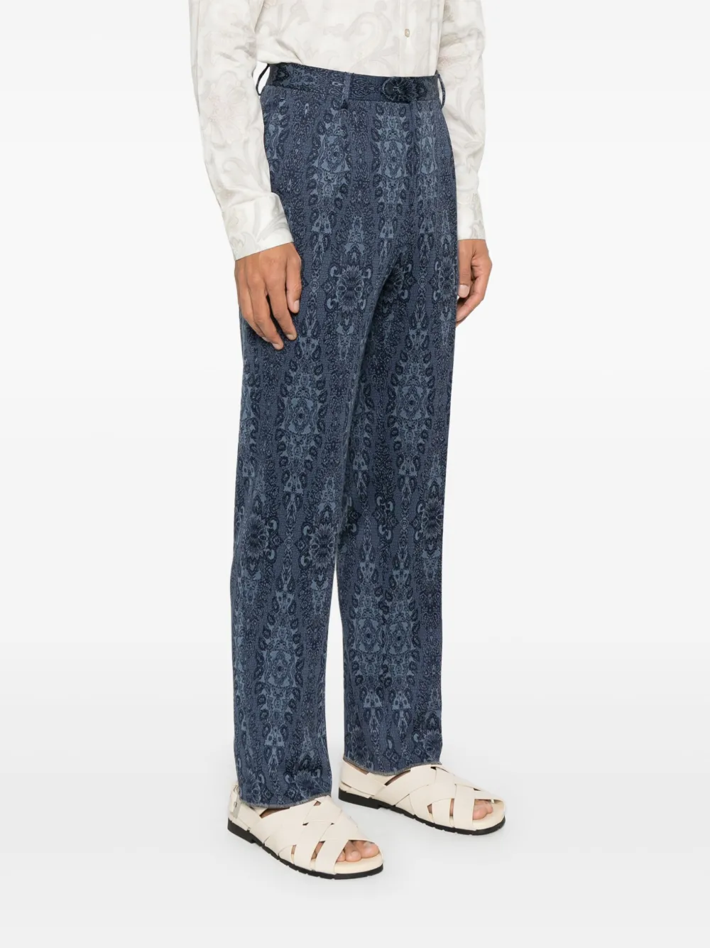 ETRO Broek met jacquard-patroon Blauw