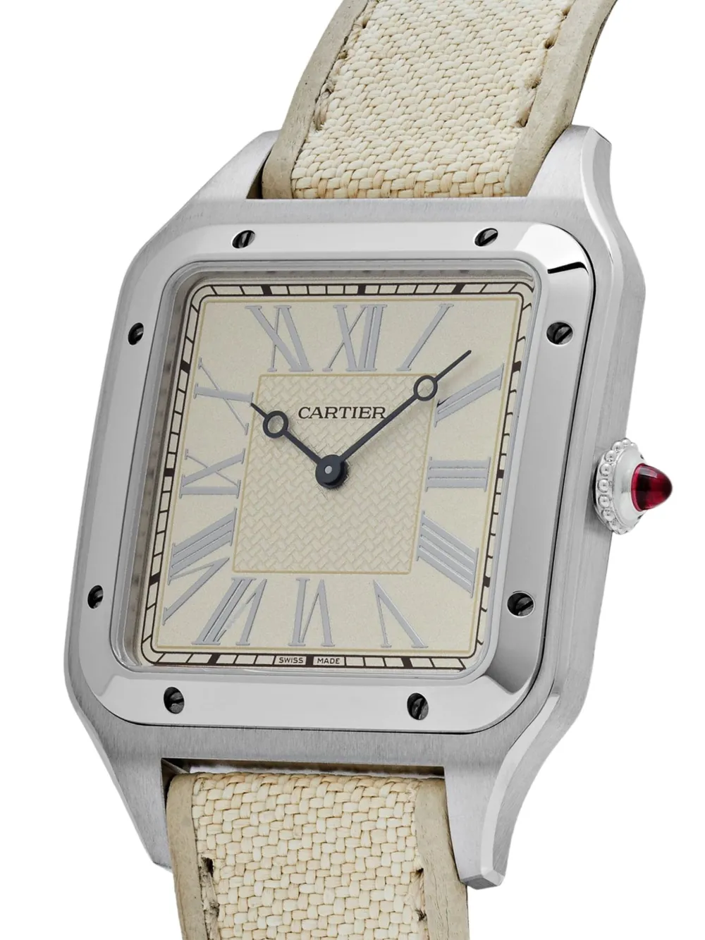 Cartier 2021 pre-owned Santos Dumont "La Demoiselle" 46 mm horloge - Beige