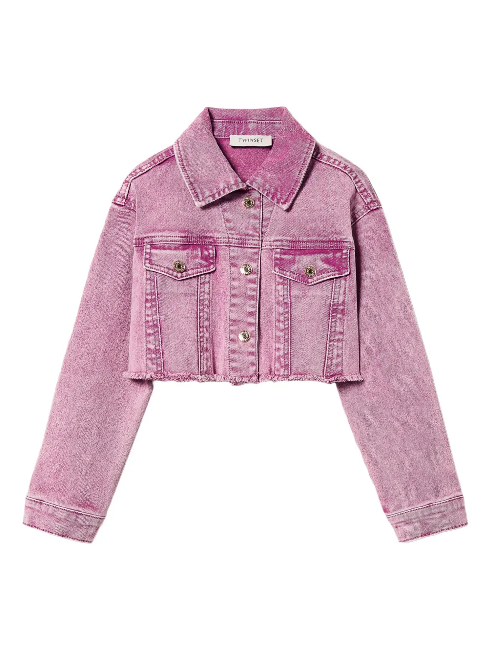 TWINSET Kids Cropped spijkerjack Roze