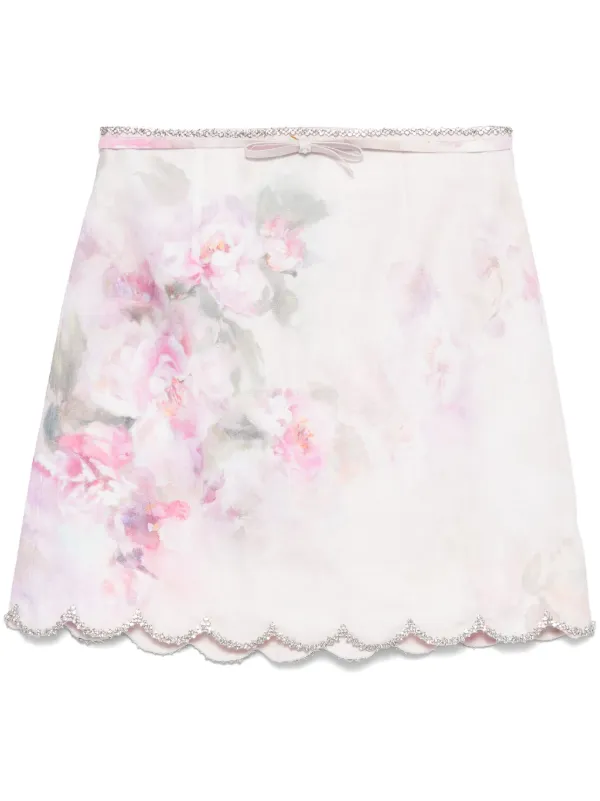 ミニスカート ZIMMERMANN CRUSH LINEN MINI SKIRT ZIMMERMANN Crush Mini Skirt | Pink | FARFETCH