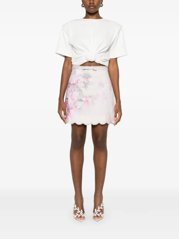 ミニスカート ZIMMERMANN CRUSH LINEN MINI SKIRT ZIMMERMANN Crush Mini Skirt | Pink | FARFETCH