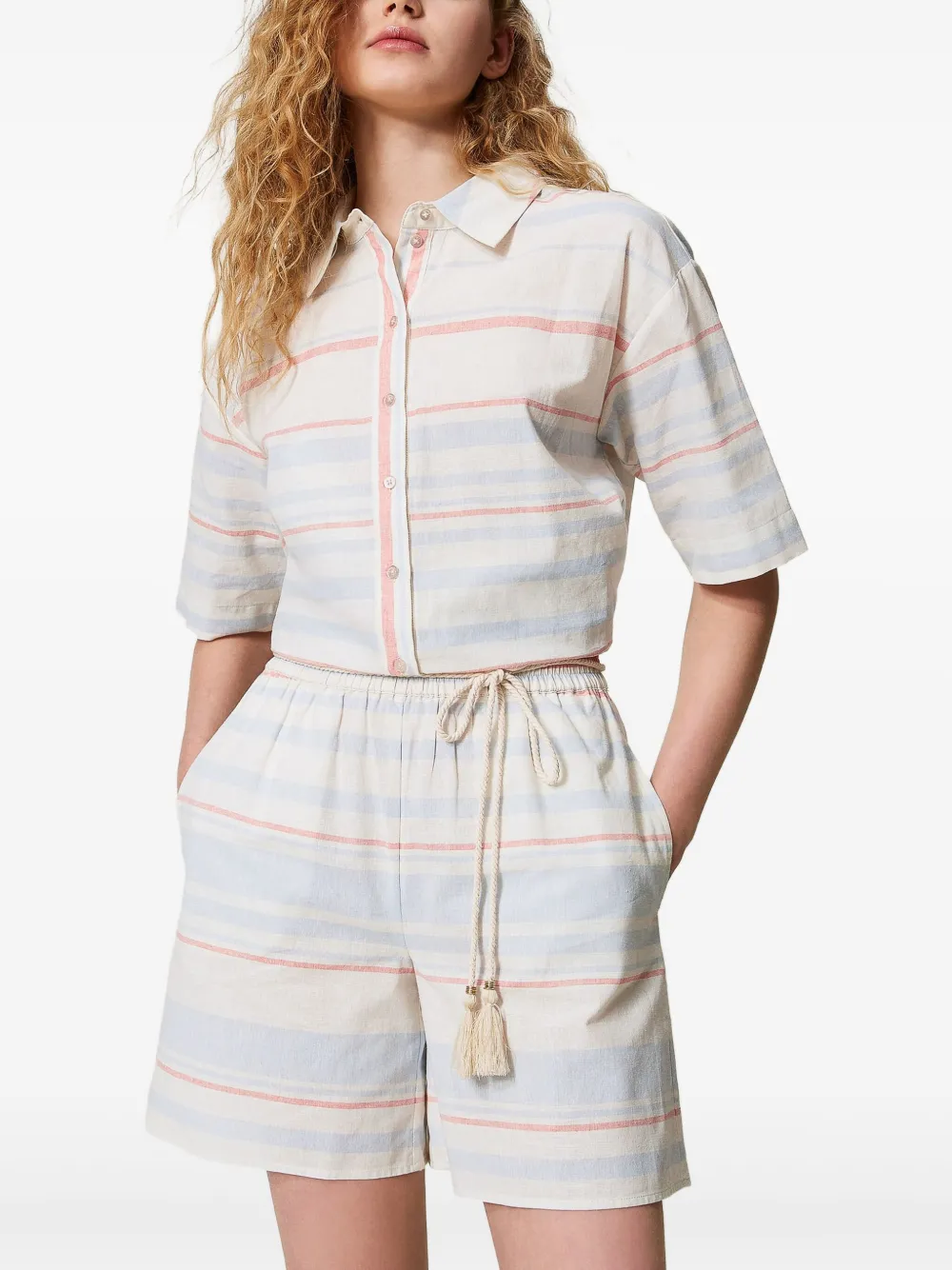 TWINSET STRIPED DRAWSTRING SHORTS